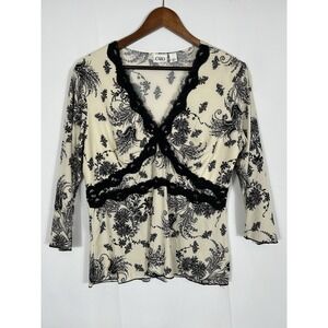 Vintage Cato Y2K Lace Trim Floral‎ Babydoll Top Size L Whimsigoth Fairy Grunge